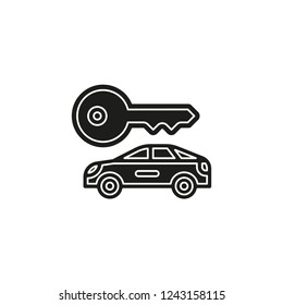 Vector car rentals label, logo, icon, emblem. Concept image for automobile repair service, spare parts store, rent a car