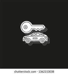 Vector car rentals label, logo, icon, emblem. Concept image for automobile repair service, spare parts store, rent a car