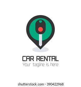 Vector car rentals label, logo, icon, emblem. Concept image for automobile repair service, spare parts store, rent a car