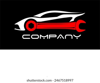 

vector car repair logo, a combination of red symbolizing strength and white symbolizing patience.