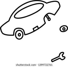 Vector. Car repair. Vehicle breakdown. Wrench and wheel.