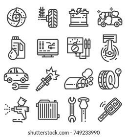 Vector Car Service Garage Isolated Icons Stock Vector (Royalty Free ...