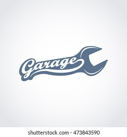 vector car service logo in retro style; garage automotive repair label, transport tuning and repair service icon