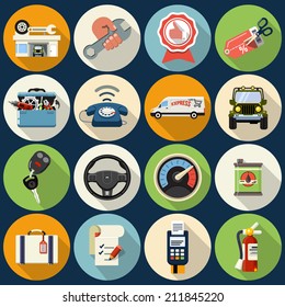 Vector Car Service Maintenance Icons 