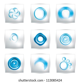 Vector car set icons. auto service square blue