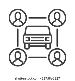 Vector Car Sharing or Rental concept linear icon or symbol
