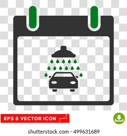 Vector Car Shower Calendar Day EPS vector pictograph. Illustration style is flat iconic bicolor green and gray symbol on a transparent background.