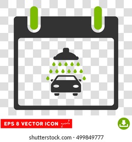 Vector Car Shower Calendar Day EPS vector pictograph. Illustration style is flat iconic bicolor eco green and gray symbol on a transparent background.