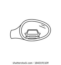 Vector Car Side View Mirror Icon, Wing Mirror, Rear View, Backside View Flat Illustration Symbol On Isolated White Background For UI/UX And Website.