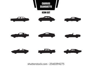 Vector car silhouette icon set