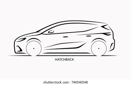 Vector car silhouette. Side view of hatchback