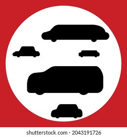 Vector car silhouettes on a red and white circular background