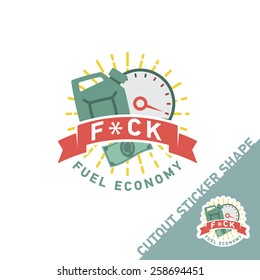  Vector car sticker with cutout contour and text template
