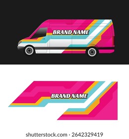 vector car sticker design wrapping body of cargo van delivery
