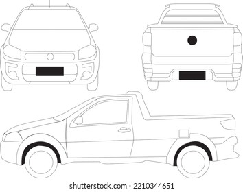 Vector Car Strada Line Art From Views Side Back Front