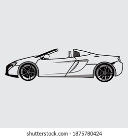 Vector of car supercar mclaren silhouette vector lines black and white detail illustration sketch
