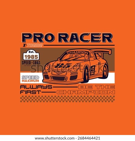 vector car for t shirt, pro racer, design graphic illustration
