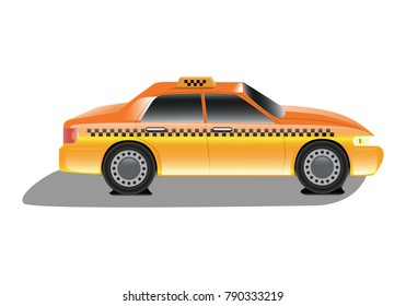 Vector car taxi with reflections and shadows.