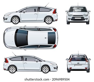 Vector car template isolated on white. Available EPS-10 vector format separated by groups and layers with transparency effects for one-click repaint