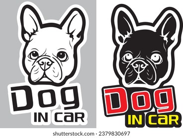Vector in the car there is a dog