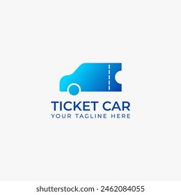 Vector car ticket logo, combination ticket symbol with car icon, for mobile ticket sales logo