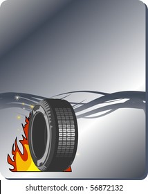Vector car tire and place for your text.