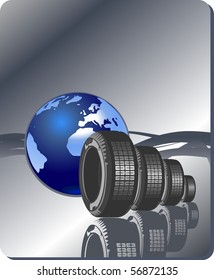 Vector car tire and place for your text.