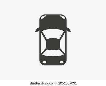 Vector car top view icon isolated on white background. 