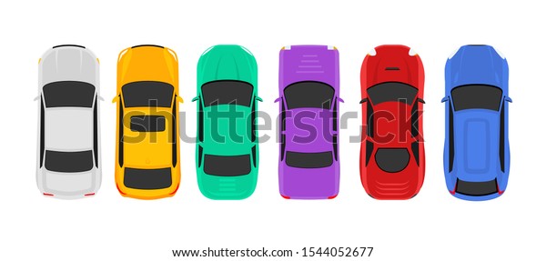 Vector car top view icon illustration. Vehicle flat\
isolated car icon.