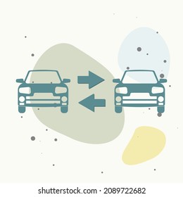 Vector car trade in icon. Change the car with a surcharge on multicolored background. Layers grouped for easy editing illustration. For your design.