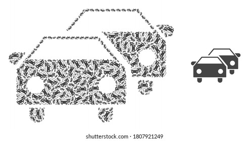 Vector car traffic composition is made of repeating recursive car traffic elements. Fractal composition from car traffic.