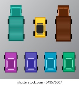 vector car and truck collection from top view perfect for mobile racing and parking games,use as main character, enemy and objects