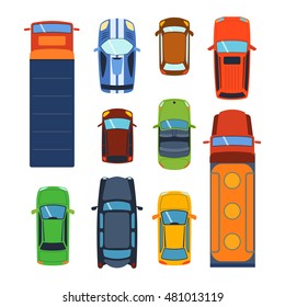 Vector car vehicle set icon top view