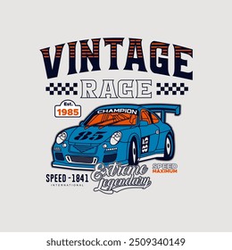 vector of car, vintage race, extreme legendary, cahmpion, speed maximum, design graphic illustration