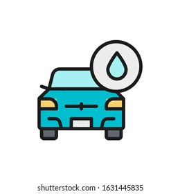 Vector car wash, auto washing flat color line icon.