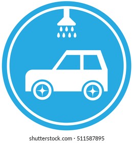 Vector car wash icon, isolated on  blue background.