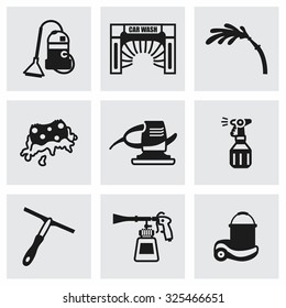 Vector Car wash icon set on grey background
