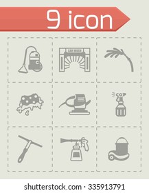 Vector Car wash icon set on grey background