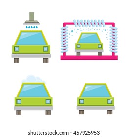 vector Car wash icons set isolated on white. vector car wash sticker collection. vector car wash logo template. washing car label