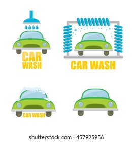vector Car wash icons set isolated on white. vector car wash sticker collection. vector car wash logo template. washing car label