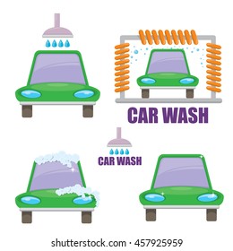vector Car wash icons set isolated on white. vector car wash sticker collection. vector car wash logo template. washing car label