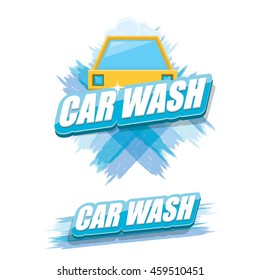 vector Car wash icons set isolated on white. washing car label