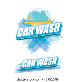 vector Car wash icons set isolated on white. washing car label