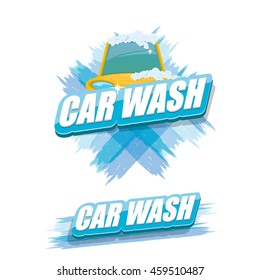 vector Car wash icons set isolated on white. washing car label