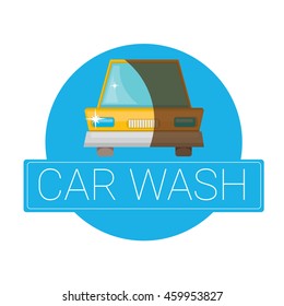vector Car wash icons set isolated on white. washing car label