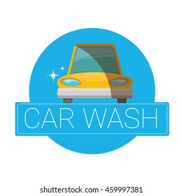 vector Car wash icons set isolated on white. washing car label