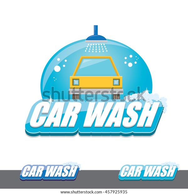 vector Car wash icons set isolated on white. vector\
car wash sticker collection. vector car wash logo template. washing\
car label