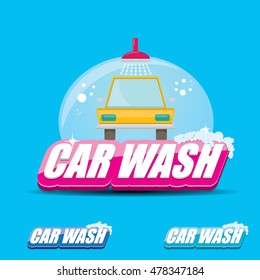 vector Car wash logo template. washing car label