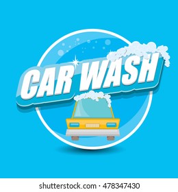 vector Car wash logo template. washing car label