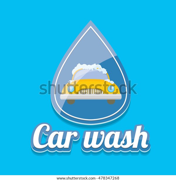 vector Car wash\
logo template. washing car\
label